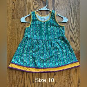 MATILDA JANE 435 Colorful Arrays Girls Size 10 Green Yellow Purple Tunic Top